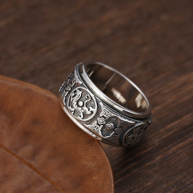 Sterling Silver Rotatable Ring For Men.