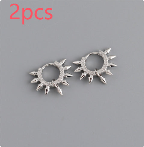 Punk pointed personality s925 sterling silver earrings