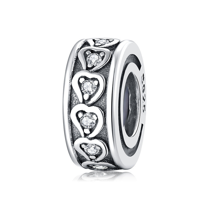 S925 Sterling Silver Beads Handmade DIY Bracelet Accessories Love Beads Silver Jewelry Spacer.