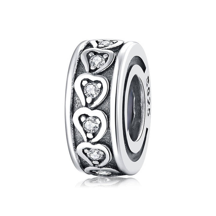 S925 Sterling Silver Beads Handmade DIY Bracelet Accessories Love Beads Silver Jewelry Spacer.