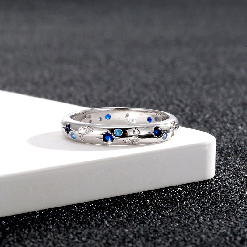 S925 Sterling Silver Bright Starry Ring For Men And Women.