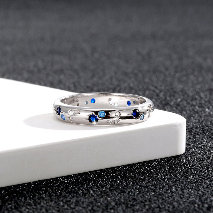 S925 Sterling Silver Bright Starry Ring For Men And Women.