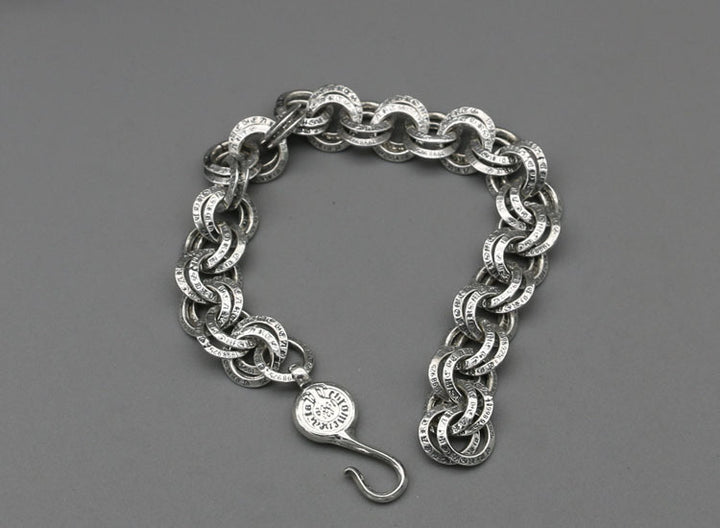Punk Skull 925 Silver Bracelet | Gothic Ring Chain | UK