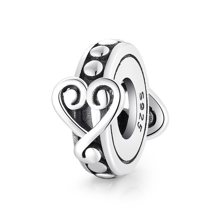 S925 Sterling Silver Beads Handmade DIY Bracelet Accessories Love Beads Silver Jewelry Spacer.