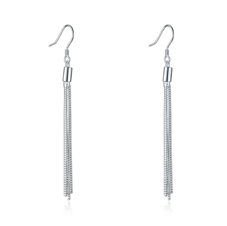 925 Sterling Silver Long Tassel Earrings - Ethnic Style Threader Earrings.