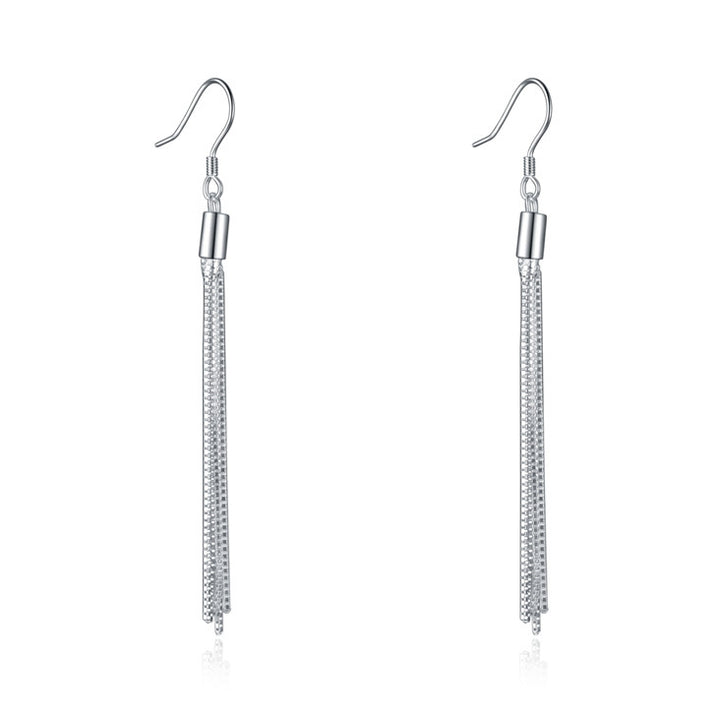 925 Sterling Silver Long Tassel Earrings - Ethnic Style Threader Earrings.