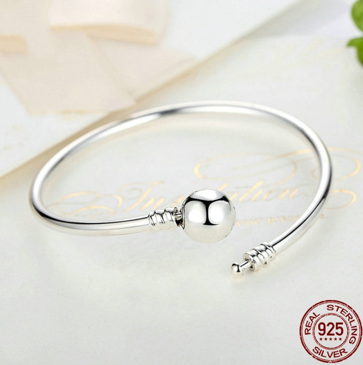 925 sterling silver fashion bracelet simple snake bone bracelet DIY sterling silver beads sterling silver bracelet personality accessories.