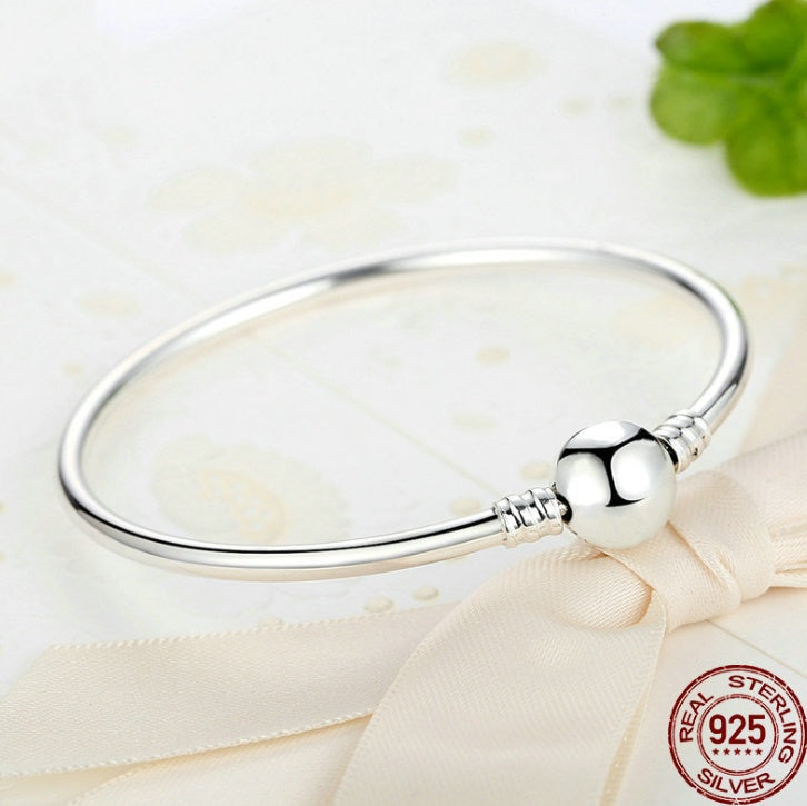 925 sterling silver fashion bracelet simple snake bone bracelet DIY sterling silver beads sterling silver bracelet personality accessories.