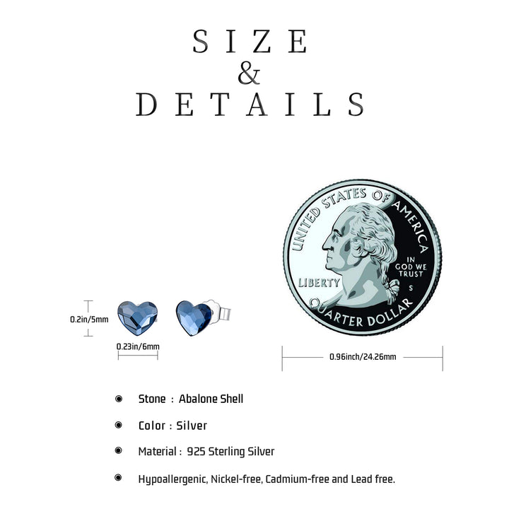 Blue Heart Crystal Stud Earrings 925 Silver Sensitive Ears