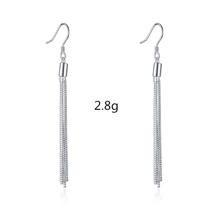 925 Sterling Silver Long Tassel Earrings - Ethnic Style Threader Earrings.