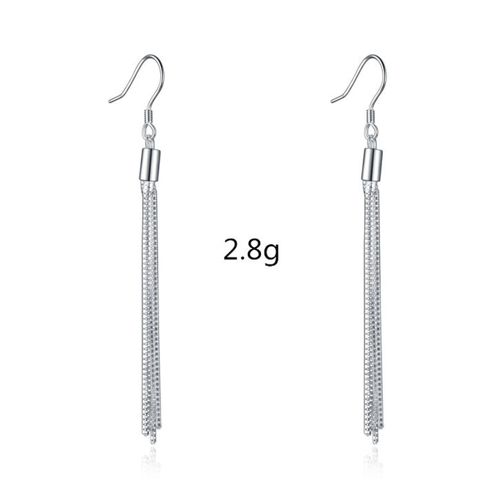 925 Sterling Silver Long Tassel Earrings - Ethnic Style Threader Earrings.