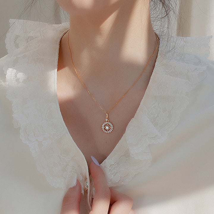 Rose Gold Crystal Pendant Necklace.