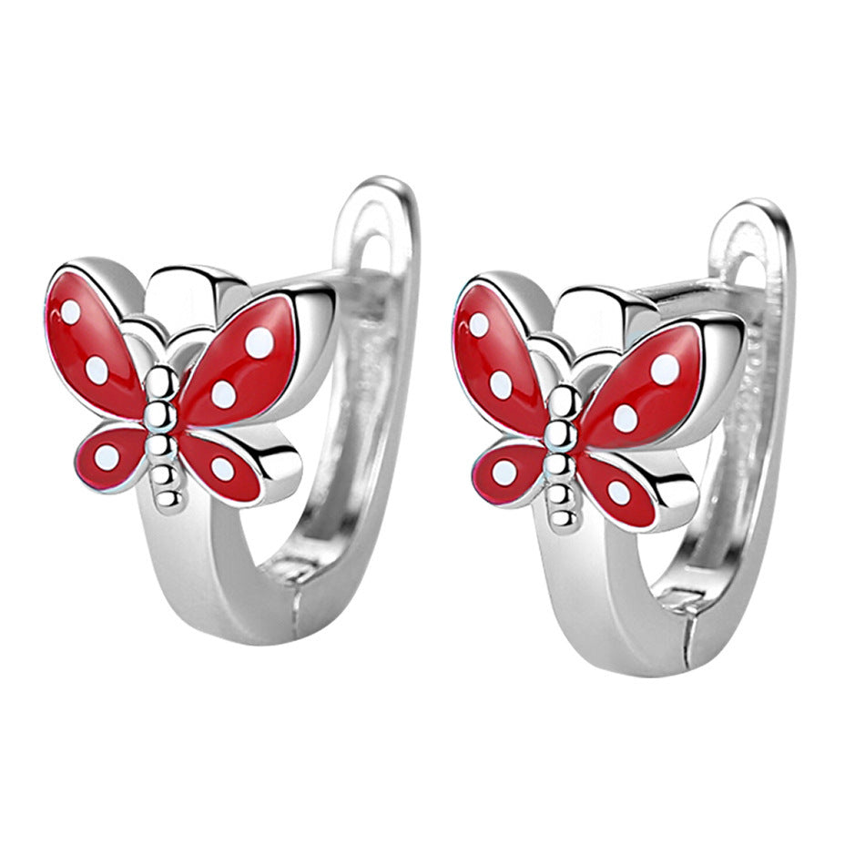Sterling Silver Diamond Butterfly Earrings Earrings Sterling Silver Women's Children's Earrings.