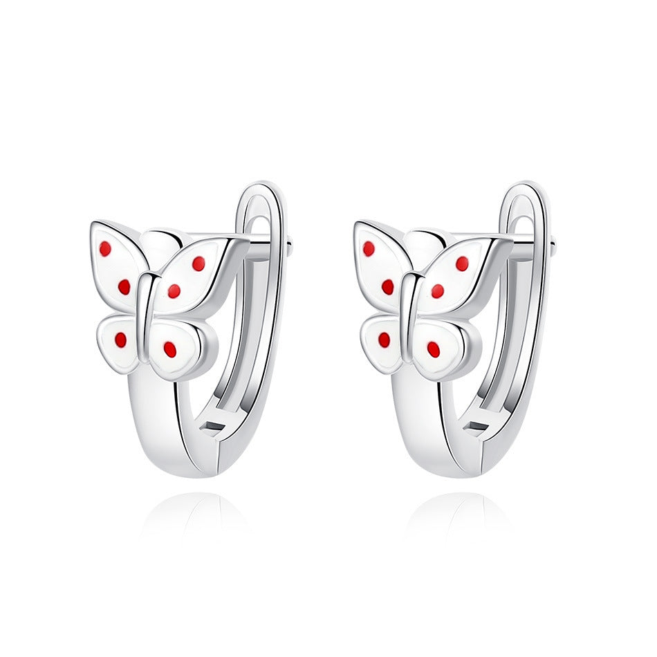 Sterling Silver Diamond Butterfly Earrings Earrings Sterling Silver Women's Children's Earrings.