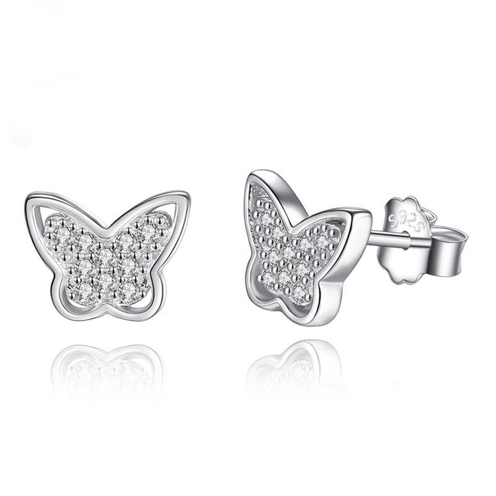 Sterling Silver Diamond Butterfly Earrings Earrings Sterling Silver Women's Children's Earrings.