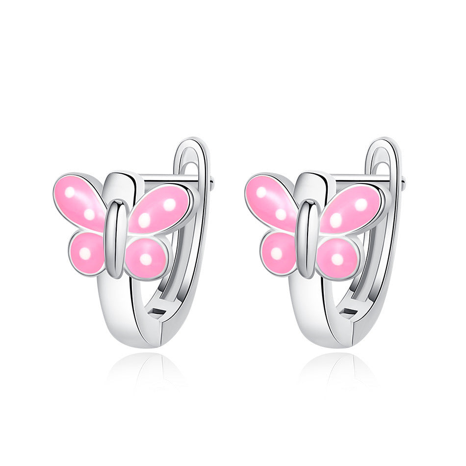Sterling Silver Diamond Butterfly Earrings Earrings Sterling Silver Women's Children's Earrings.