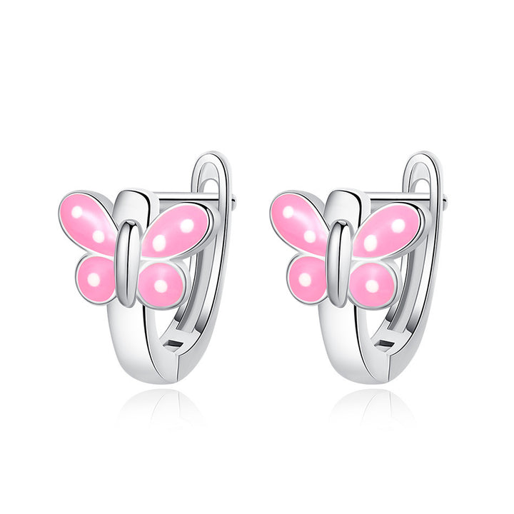 Sterling Silver Diamond Butterfly Earrings Earrings Sterling Silver Women's Children's Earrings.