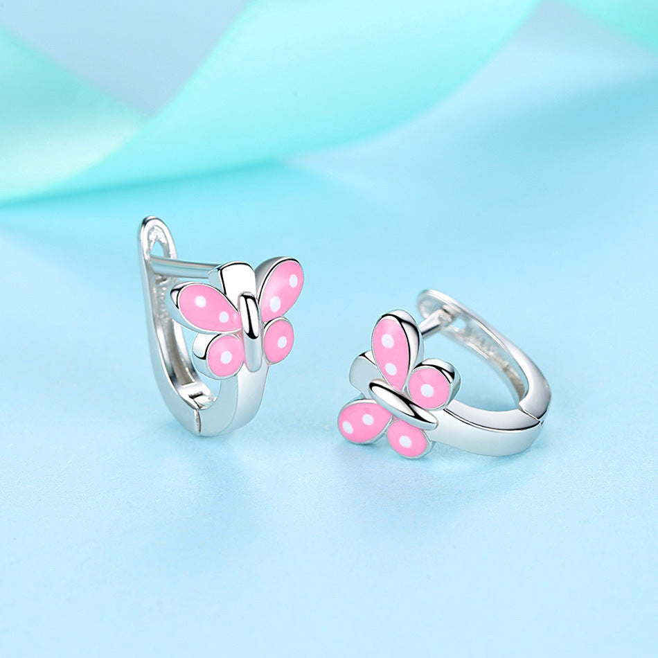 Sterling Silver Diamond Butterfly Earrings Earrings Sterling Silver Women's Children's Earrings.