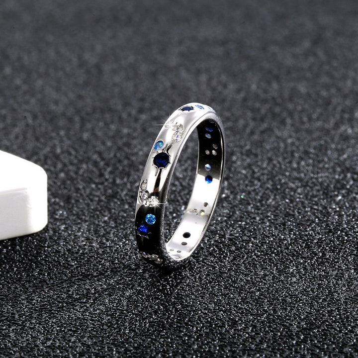 S925 Sterling Silver Bright Starry Ring For Men And Women.