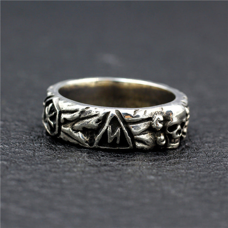 Mens Fashion Simple Sterling Silver Skull Ring.