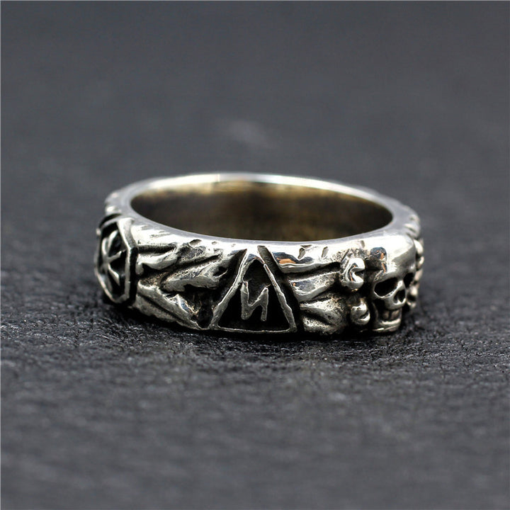 Mens Fashion Simple Sterling Silver Skull Ring.