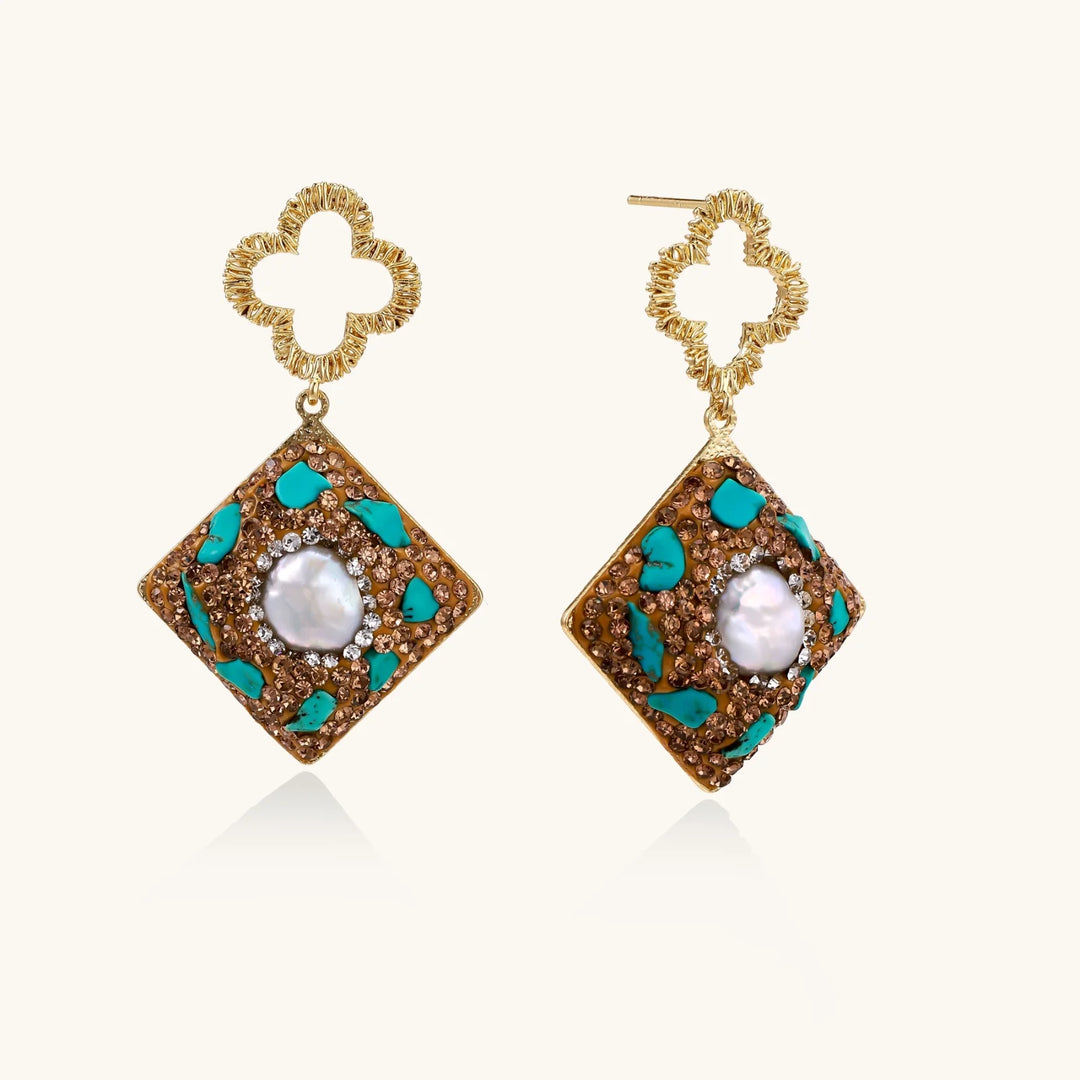 Elegant Moroccan gold plated dreams drop earrings, perfect accessory for a sophisticated look and timeless style.