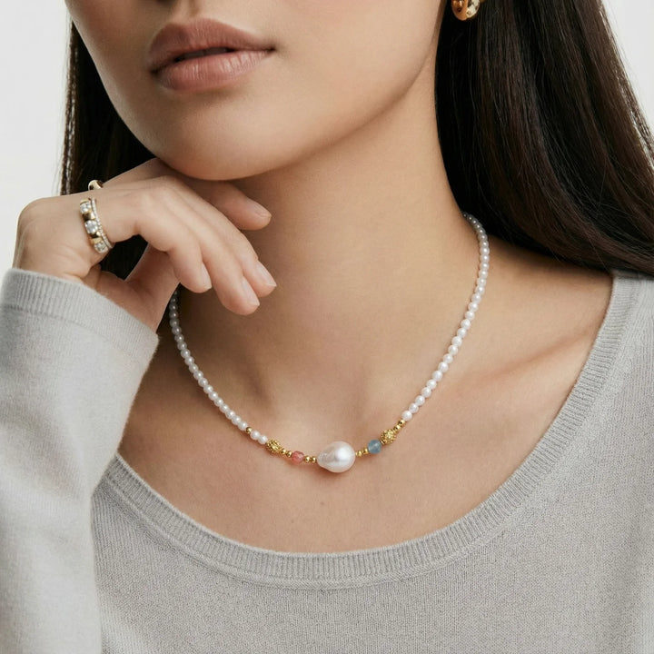 Pearl Garden Beaded Necklace | 18K Gold Vermeil | Sterling Silver
