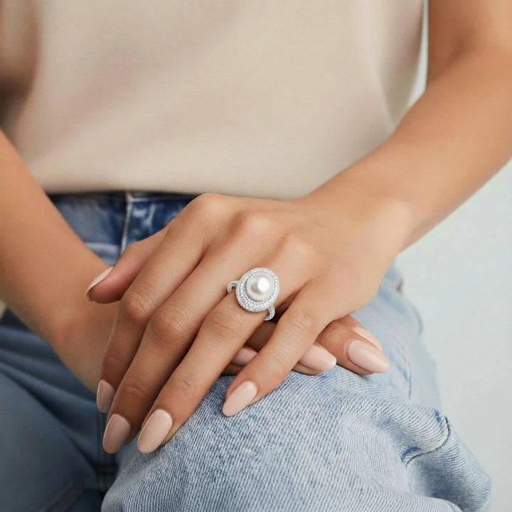 Pearl Constellation Ring | Freshwater Pearl 925 Silver | Rhodium Plated