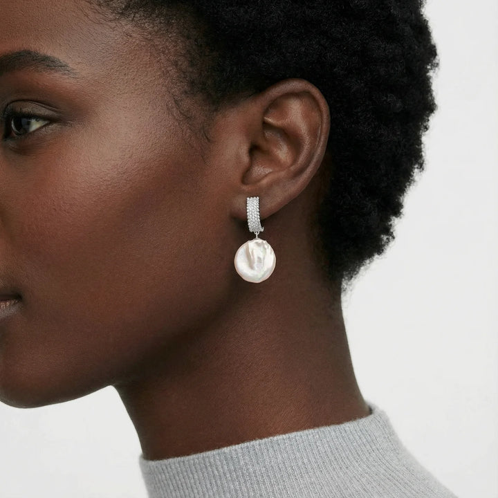 Baroque Pearl Drop Earrings | Irregular Pearl | Rhodium Plated Sterling Silver