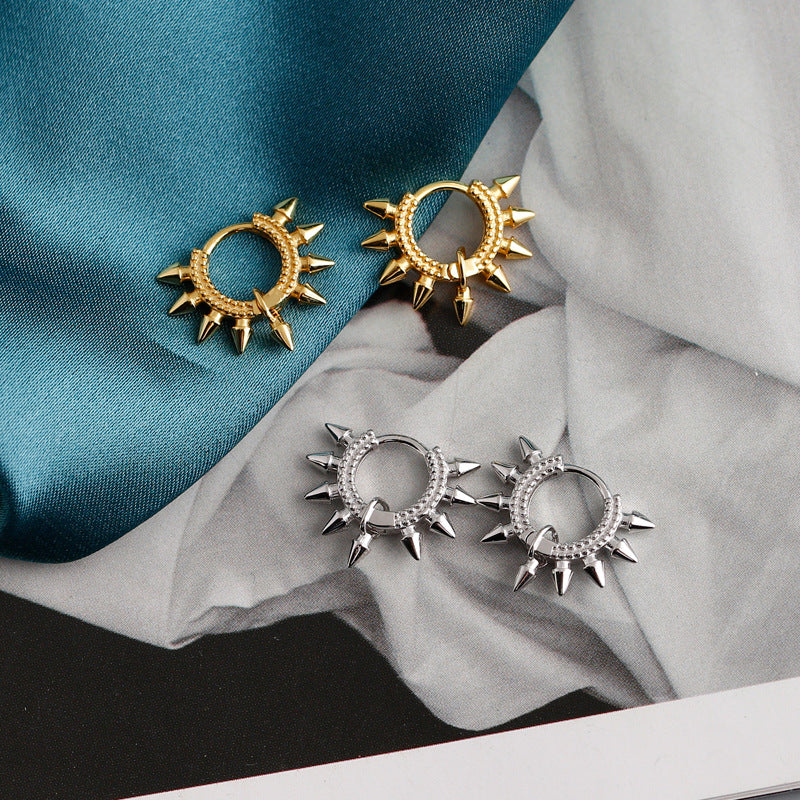 Punk pointed personality s925 sterling silver earrings