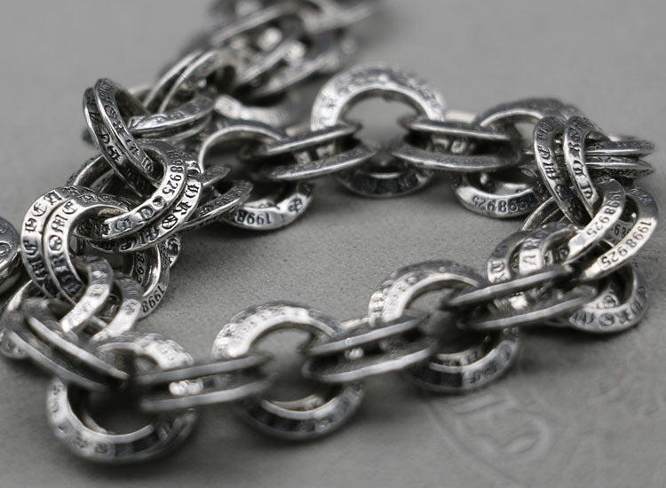 Punk Skull 925 Silver Bracelet | Gothic Ring Chain | UK