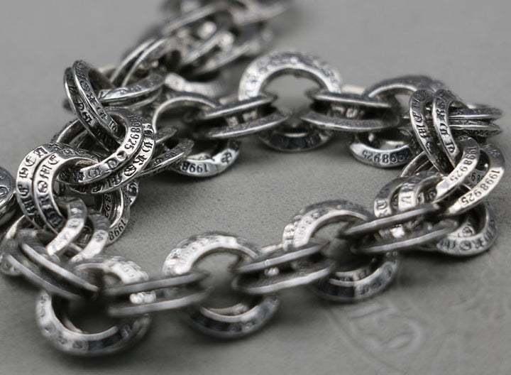 Punk Skull 925 Silver Bracelet | Gothic Ring Chain | UK