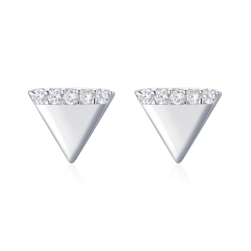 S925 Sterling Silver Micro Diamond Triangle Earrings