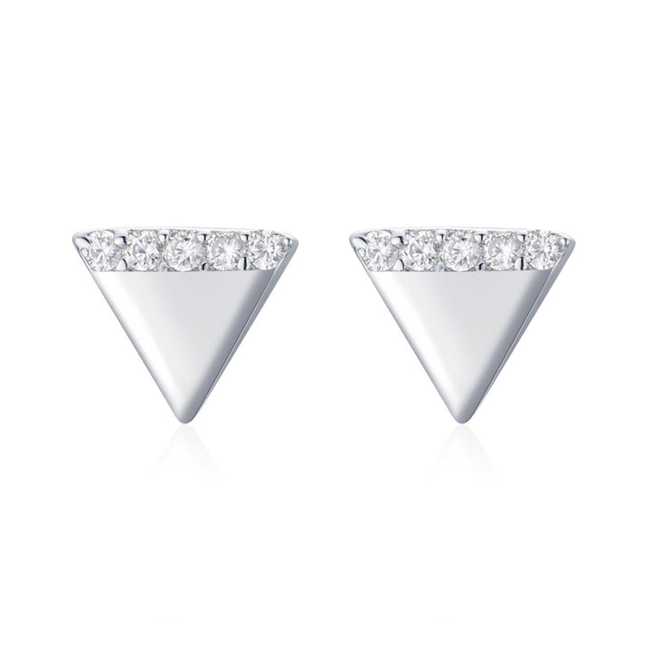 S925 Sterling Silver Micro Diamond Triangle Earrings