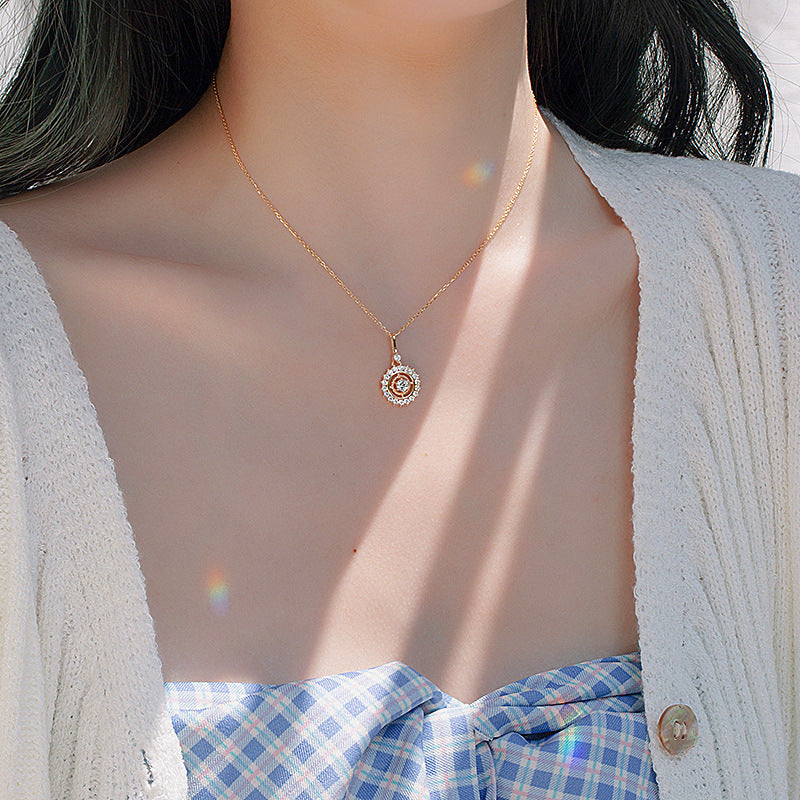 Rose Gold Crystal Pendant Necklace.