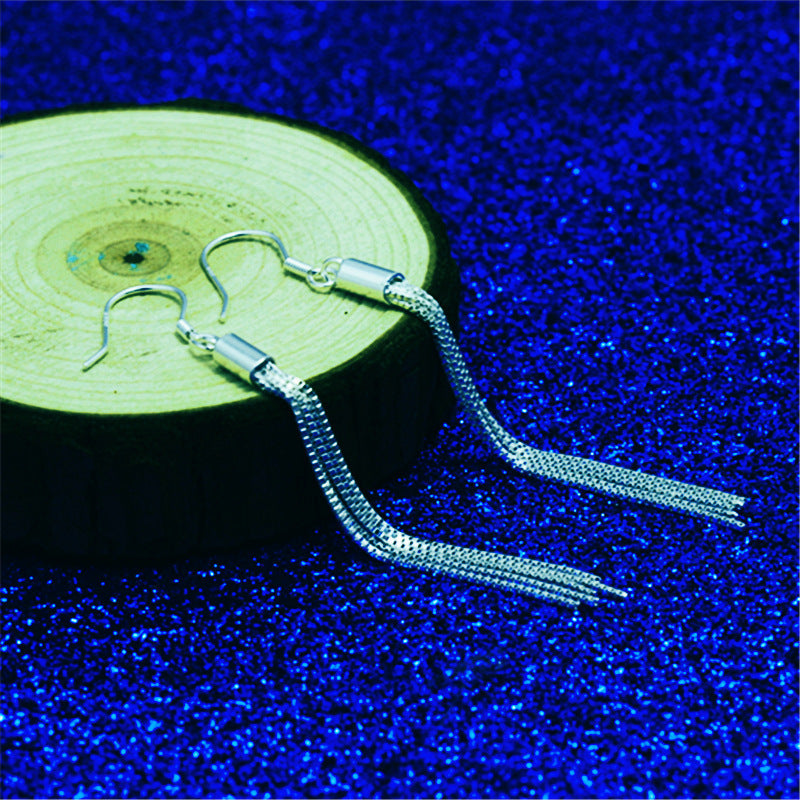 925 Sterling Silver Long Tassel Earrings - Ethnic Style Threader Earrings.