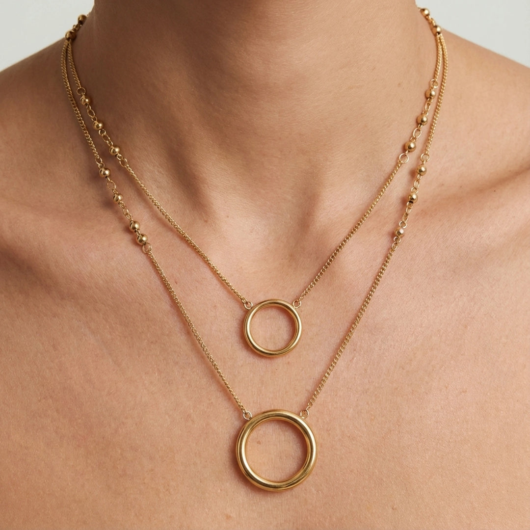 Golden Harmony Layers Necklace Set | 14K Gold Plated Steel | Layering Necklace
