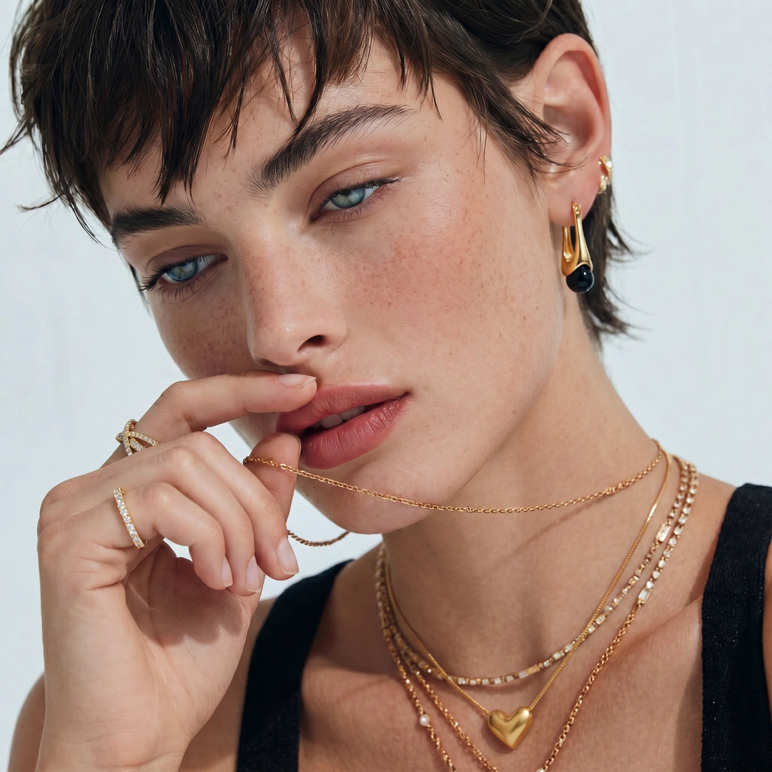 Midnight Drop Earrings | Black Agate 18K Gold Plated Silver | Banabella