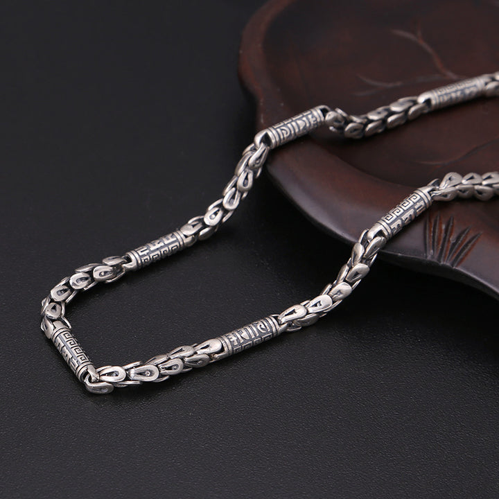 925 Sterling Silver Dragon Necklace - Thai Silver Cable Chain Necklace for Men.