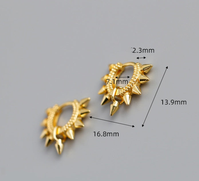 Punk pointed personality s925 sterling silver earrings