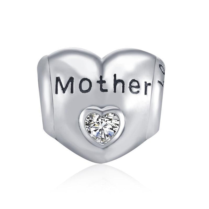 925 Sterling Silver Heart Zircon Bracelet Necklace Charm for Mother.