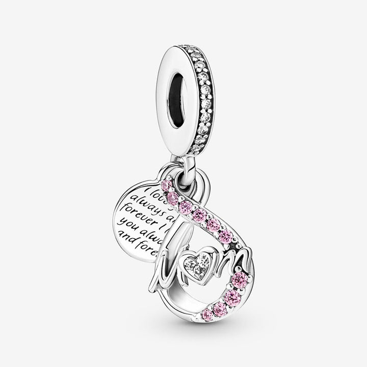 925 Sterling Silver Love Charm Beads - Heart Dangle Charms for Bracelets.