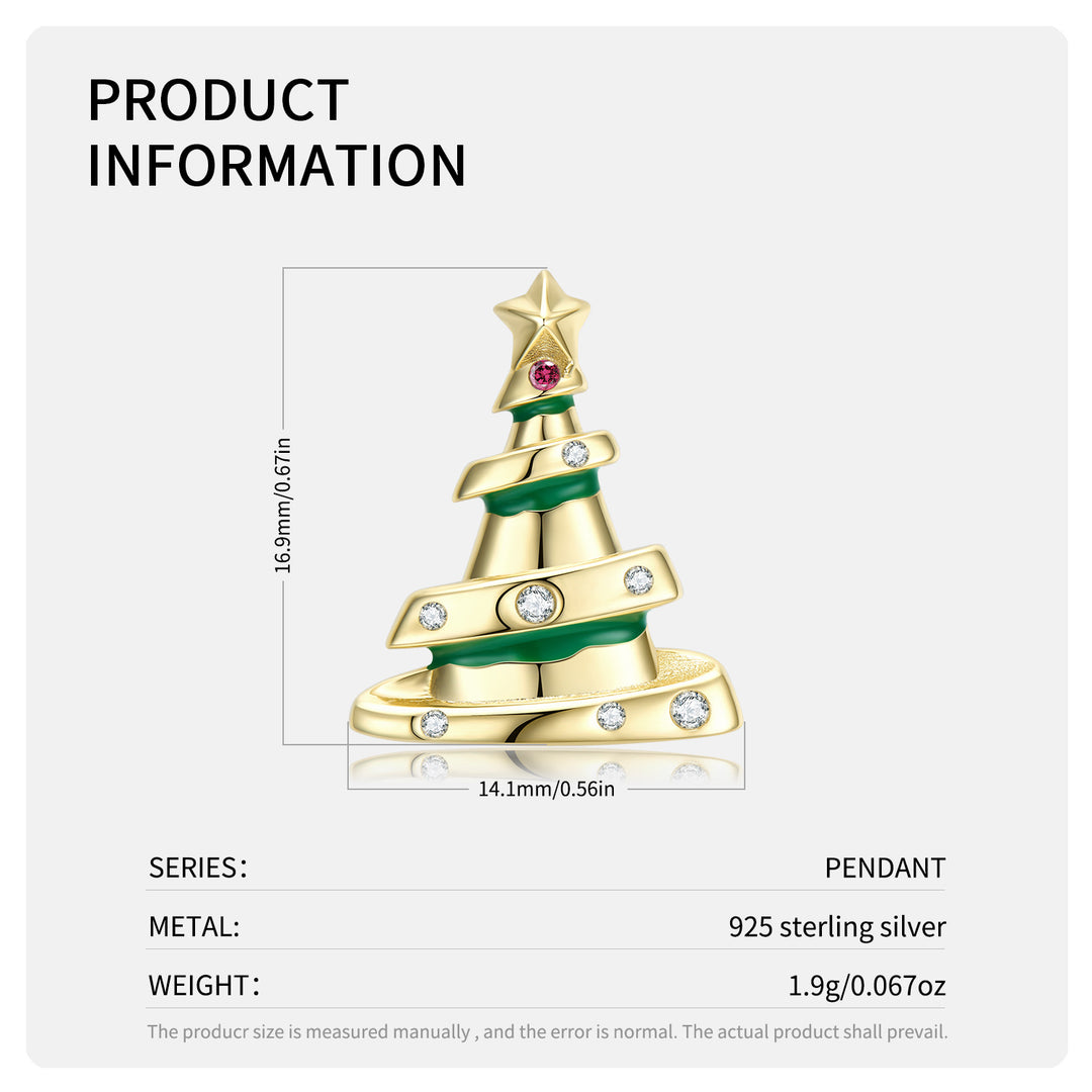 Christmas Tree Crown Necklace S925 Sterling Silver 14K Gold Plated