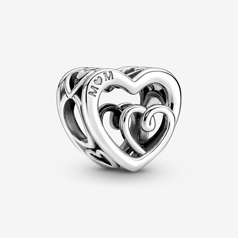925 Sterling Silver Love Charm Beads - Heart Dangle Charms for Bracelets.