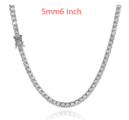 Tennis Chain 925 Silver CZ Stones 3mm 4mm 5mm Hip Hop Unisex