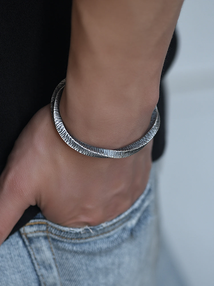 999 Sterling Silver Mobius Ring Bracelet For Men And Women.