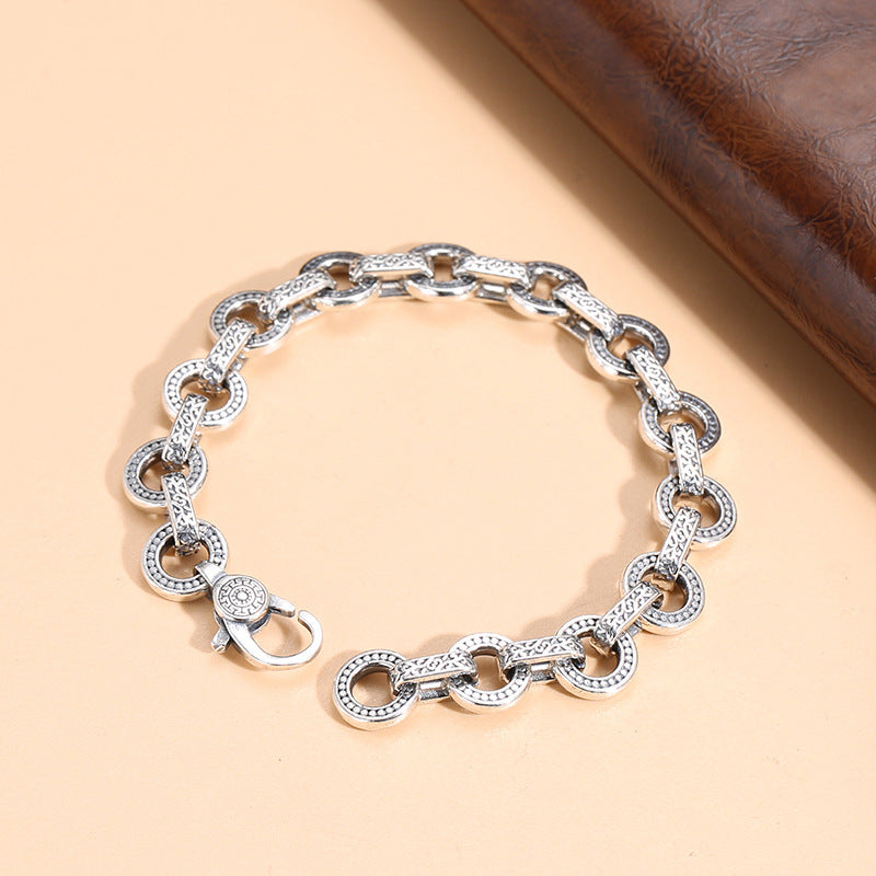 Sterling Silver Chain Bracelet with Ring Buckle | Antique