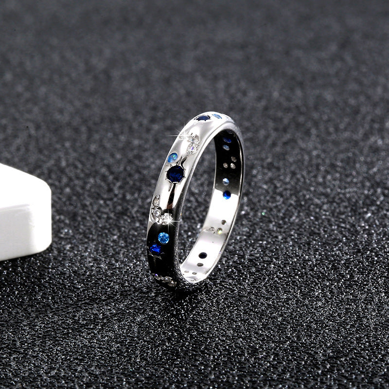 S925 Sterling Silver Bright Starry Ring For Men And Women.