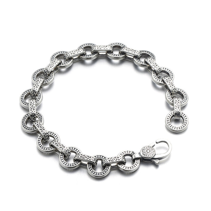 Sterling Silver Chain Bracelet with Ring Buckle | Antique