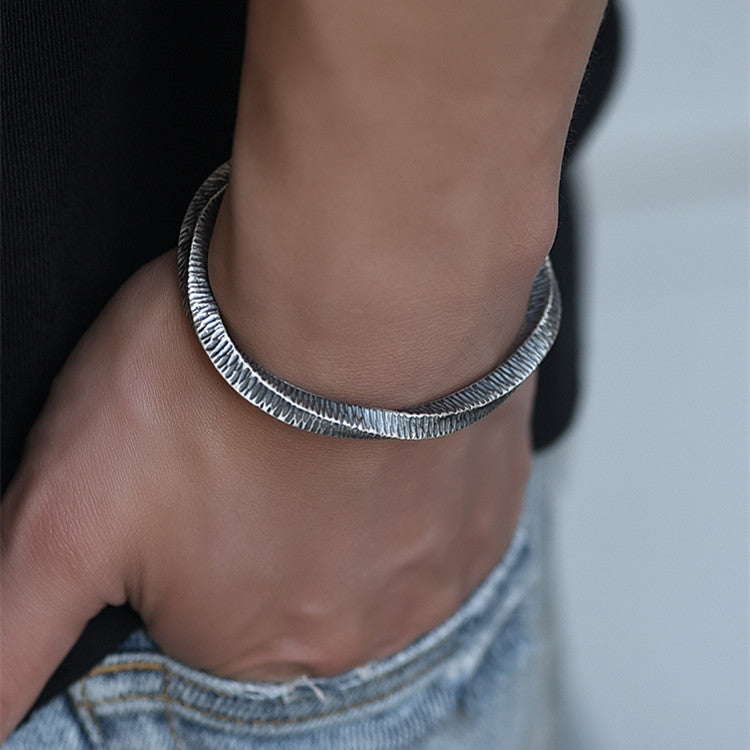 999 Sterling Silver Mobius Ring Bracelet For Men And Women.